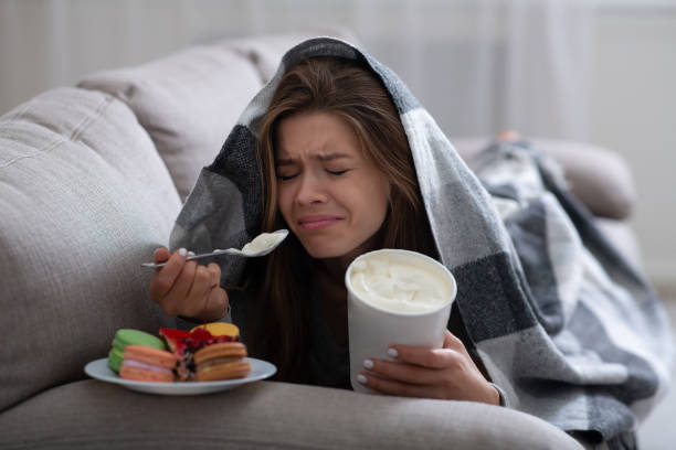 worried person eating ice cream